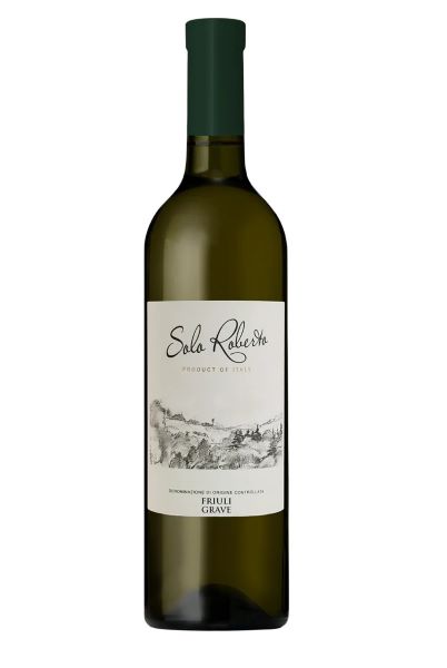 Wine bottle with a label on a white background