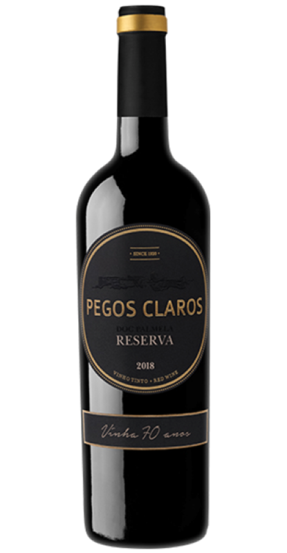 Pegos Claros Reserva wine bottle on a white background