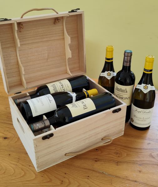6 btl Wooden Gift Box - French Regions