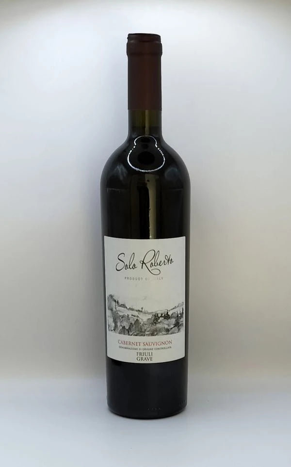 Wine bottle with a label on a white background